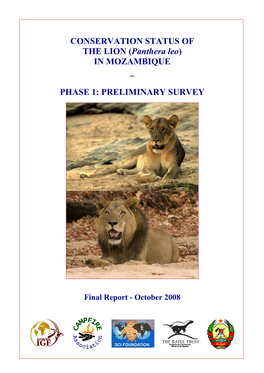 CONSERVATION STATUS of the LION (Panthera Leo) in MOZAMBIQUE