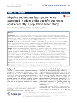 Migraine and Restless Legs Syndrome Are Associated In