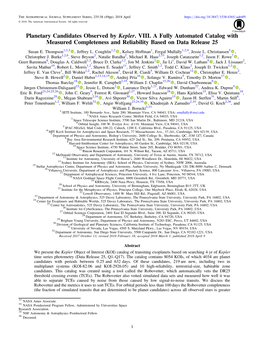 Planetary Candidates Observed by Kepler. VIII. a Fully Automated Catalog with Measured Completeness and Reliability Based on Data Release 25