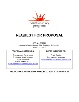 Request for Proposal