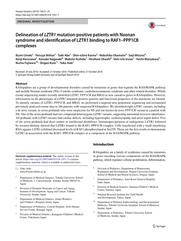 Delineation of LZTR1 Mutation-Positive Patients with Noonan Syndrome and Identification of LZTR1 Binding to RAF1–PPP1CB Complexes