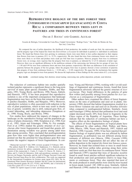 Reproductive Biology of the Dry Forest Tree Enterolobium Cyclocarpum