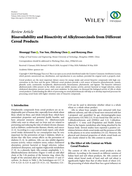 Bioavailability and Bioactivity of Alkylresorcinols from Different Cereal Products