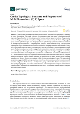 On the Topological Structure and Properties of Multidimensional (C, R) Space
