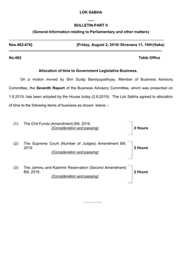 LOK SABHA ___ BULLETIN-PART II (General