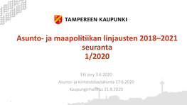 Asunto- Ja Maapolitiikan Linjausten 2018–2021 Seuranta 1/2020