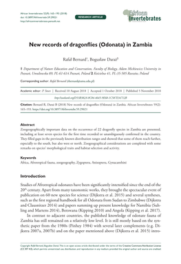 Odonata) in Zambia 165 Doi: 10.3897/Afrinvertebr.59.29021 RESEARCH ARTICLE