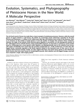 Evolution, Systematics, and Phylogeography of Pleistocene Horses in the New World: a Molecular Perspective