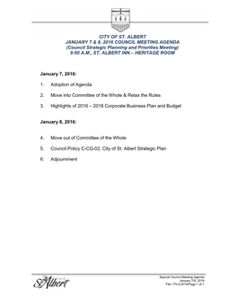 City of St. Albert January 7 & 8, 2016 Council Meeting