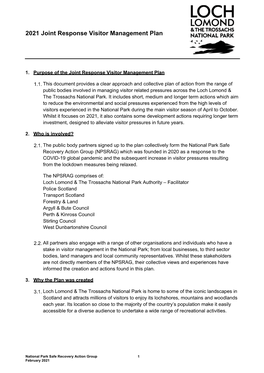 Joint Response Visitor Management Plan