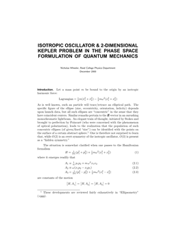 Isotropic Oscillator & 2-Dimensional Kepler