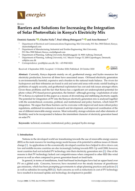 Barriers and Solutions for Increasing the Integration of Solar Photovoltaic in Kenya’S Electricity Mix