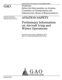 GAO-10-441T Aviation Safety: Preliminary Information on Aircraft