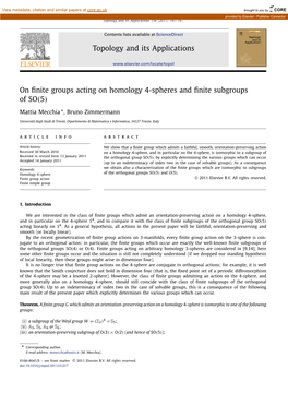 On Finite Groups Acting on Homology 4-Spheres and Finite Subgroups Of