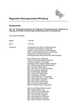 Regionaler Planungsverband Würzburg ______