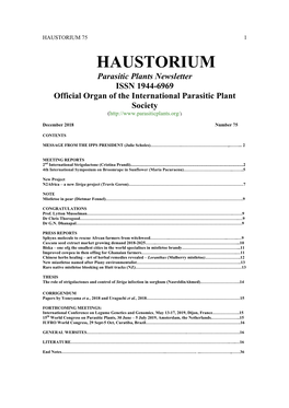 Haustorium #75, December 2018