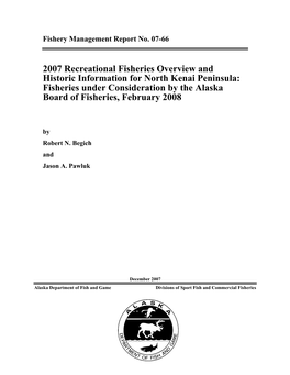 2007 Recreational Fisheries Overview And