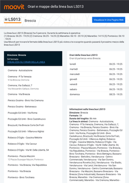 Orari E Percorsi Della Linea Bus LS013