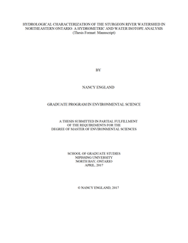 Hydrological Characterization of the Sturgeon River.Pdf