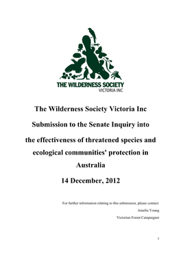 The Wilderness Society Victoria Inc Submission to the Senate Inquiry