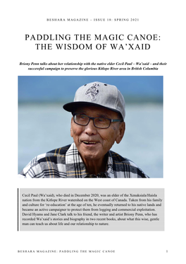 Paddling the Magic Canoe: the Wisdom of Wa’Xaid