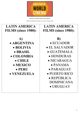 Cine Latinoamericano Filmliste 1980