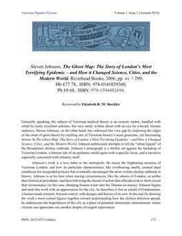 Steven Johnson, the Ghost Map: the Story of London’S Most Terrifying Epidemic – and How It Changed Science, Cities, and the Modern World