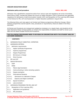 Policy and Procedures for Inscape Design College (PTY)