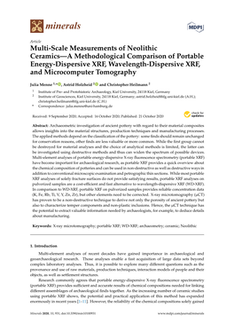 Multi-Scale Measurements of Neolithic Ceramics—A Methodological Comparison of Portable Energy-Dispersive XRF, Wavelength-Dispersive XRF, and Microcomputer Tomography