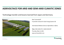 Agrivoltaics for Arid and Semi-Arid Climatic Zones