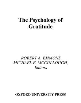 The Psychology of Gratitude