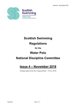Scottish Water Polo Regulations