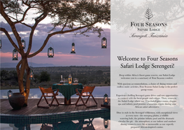 Welcome to Four Seasons Safari Lodge Serengeti!