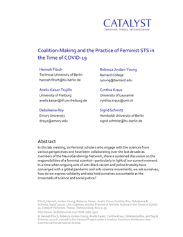 Coalition-Making and the Practice of Feminist STS in the Time of COVID-19