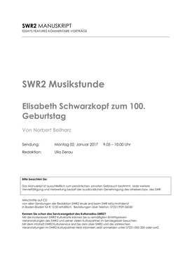 Elisabeth Schwarzkopf Zum 100