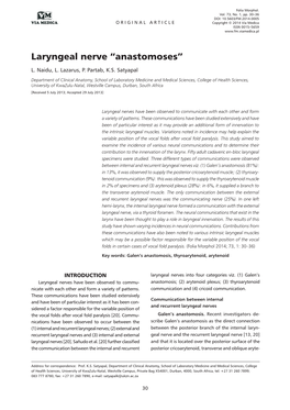 Laryngeal Nerve “Anastomoses” L