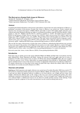 The First Survey of Pome Fruit Viruses in Morocco