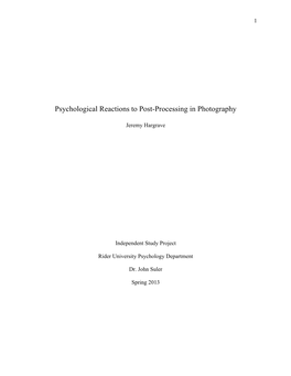 Psychological Reactions to Post-Processing in Photography