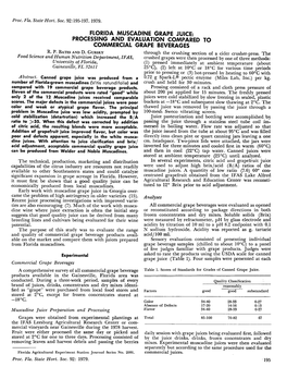 Florida Muscadine Grape Juice: Processing and Evaluation Compared to Commercial Grape Beverages R