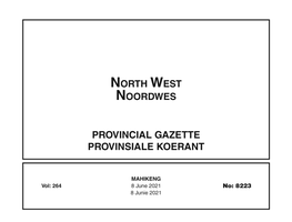 North West Noordwes Provincial Gazette