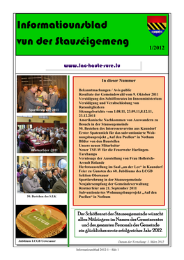 Informatiounsblad Vun Der Stauséigemeng 1/2012
