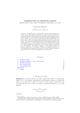 Finite Groups 4 3. Profinit