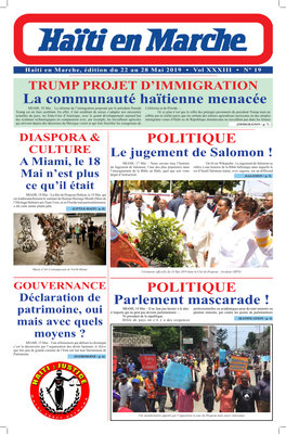 La Communauté Haïtienne Menacée MIAMI, 18 Mai – La Réforme De L’Immigration Proposée Par Le Président Donald Californie Et De Floride … Trump Est Un Faux Semblant