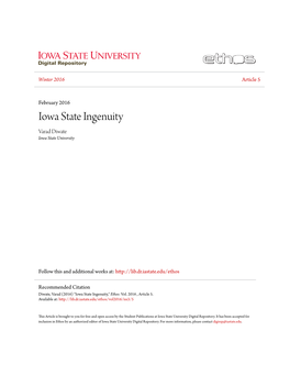 Iowa State Ingenuity Varad Diwate Iowa State University