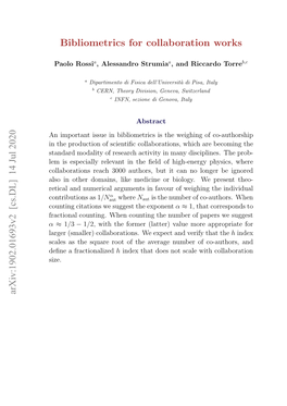 Bibliometrics for Collaboration Works Arxiv