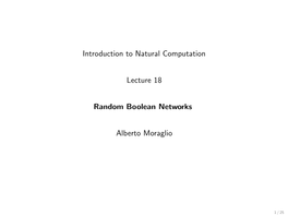 Introduction to Natural Computation Lecture 18 Random Boolean