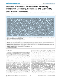 Evolution of Networks for Body Plan Patterning; Interplay of Modularity, Robustness and Evolvability