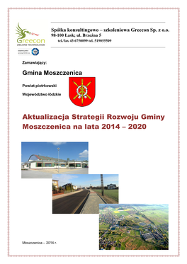 Aktualizacja Strategii Rozwoju Gminy Moszczenica Na Lata 2014 – 2020