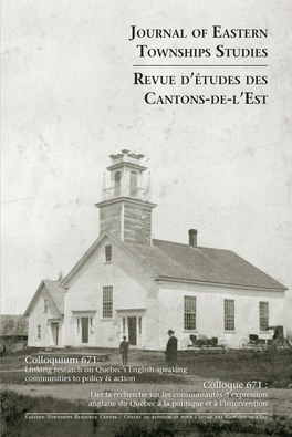 Journal of Eastern Townships Studies Revue D'études Des Cantons-De-L'est