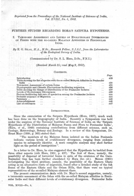 Reprinted from the Proceedin{Js of the National, Institute of Sciences of India, Vol. XVIII, No.5, 1952. FURTHER Studms REGARDIN